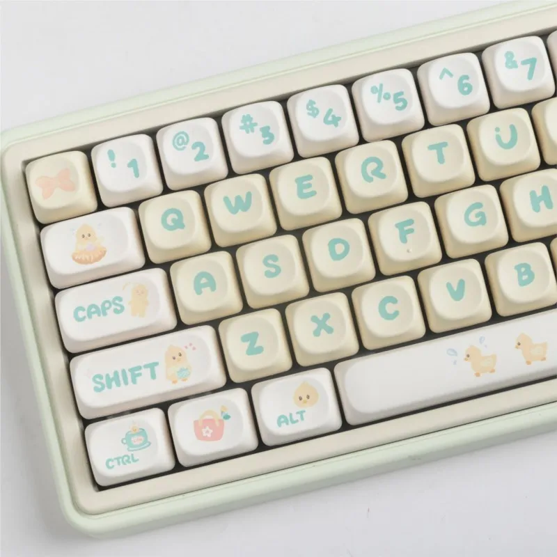 142 Keys MOA Profile Yellow Duck Theme Keycaps PBT Thermal Sublimation Customized Cute Key Caps For Mechanical Keyboard Key Caps