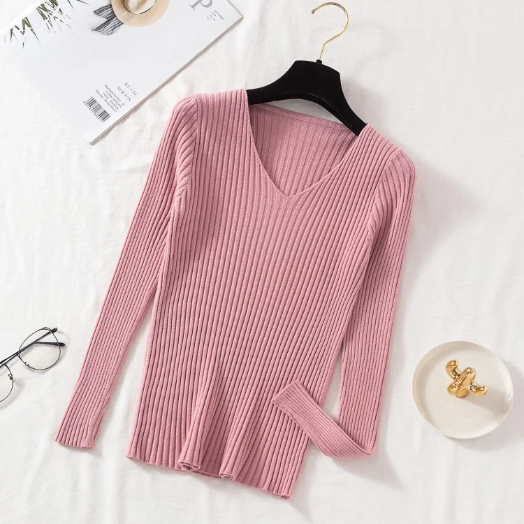 AOSSVIAO Damen Pullover Langarm V-Ausschnitt 7