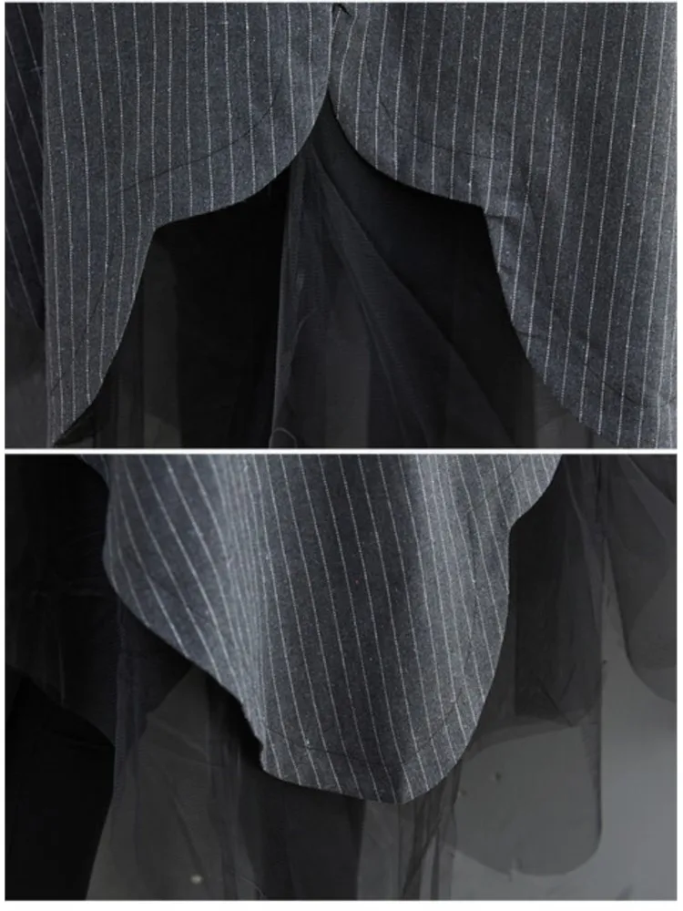 Oversized mesh gestreepte shirtjurk dames shirts met lange mouwen losse casual onregelmatige damesjurken mode vrouw jurk