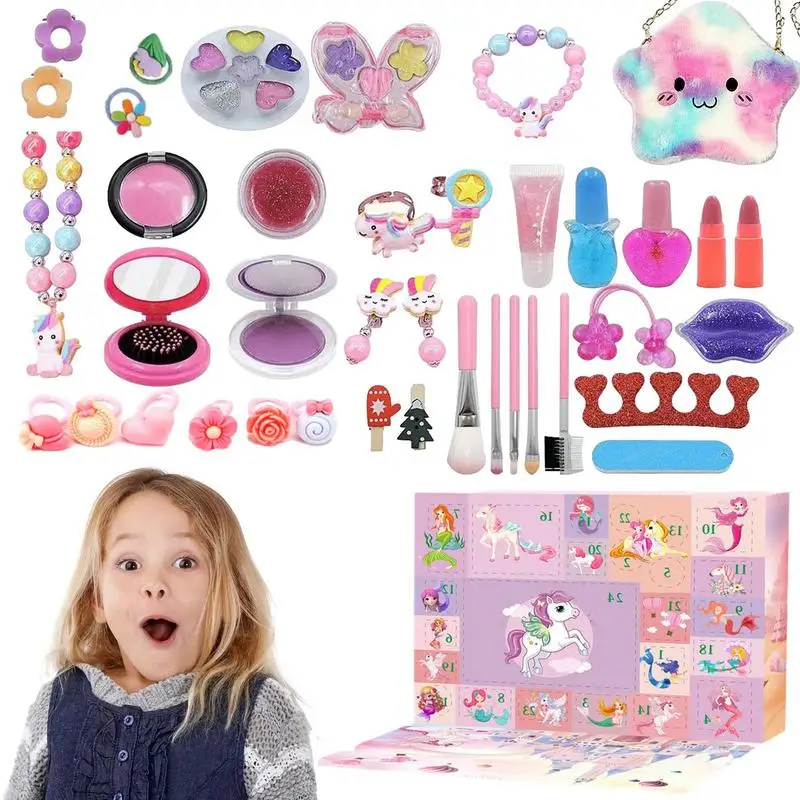 Christmas Advent Calendar 2023 Kids Girls Advent Calendar Jewelry Bracelet Makeup Kit Christmas Countdown Gift Box For Girls