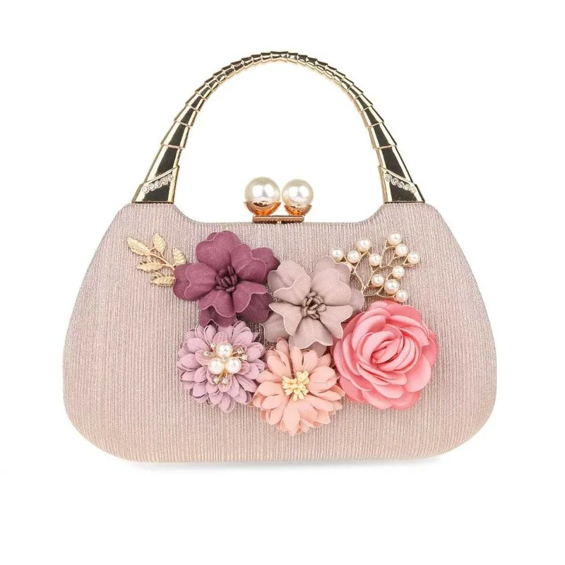 Cross-Border Hot Selling Handbag Flower Dinner Bag Banquet Bag Exquisite Small Square Bag Long Chain Crossbody Bag Small Sachet