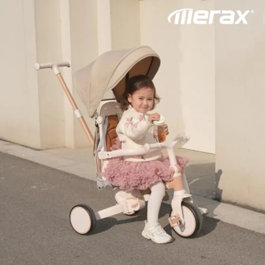 Opvouwbare 7-in-1 driewielerluifel voor peuters met reling en ouder-duwhandgreep Lichtgewicht aluminium frame Marineblauw Eenvoudige montage