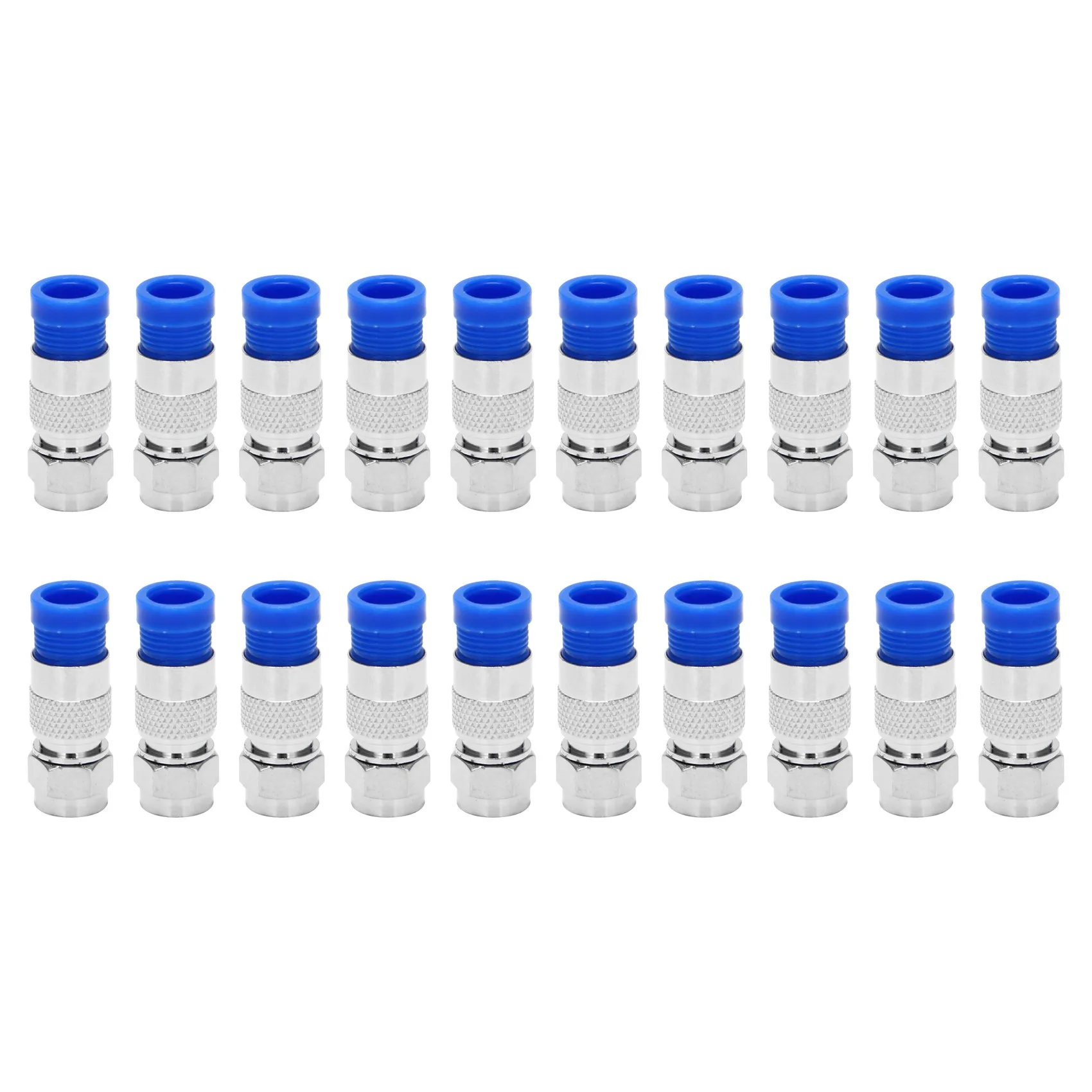 Raccordo a compressione coassiale con connettore tipo SSR Rg6 F, confezione da 20 (blu)