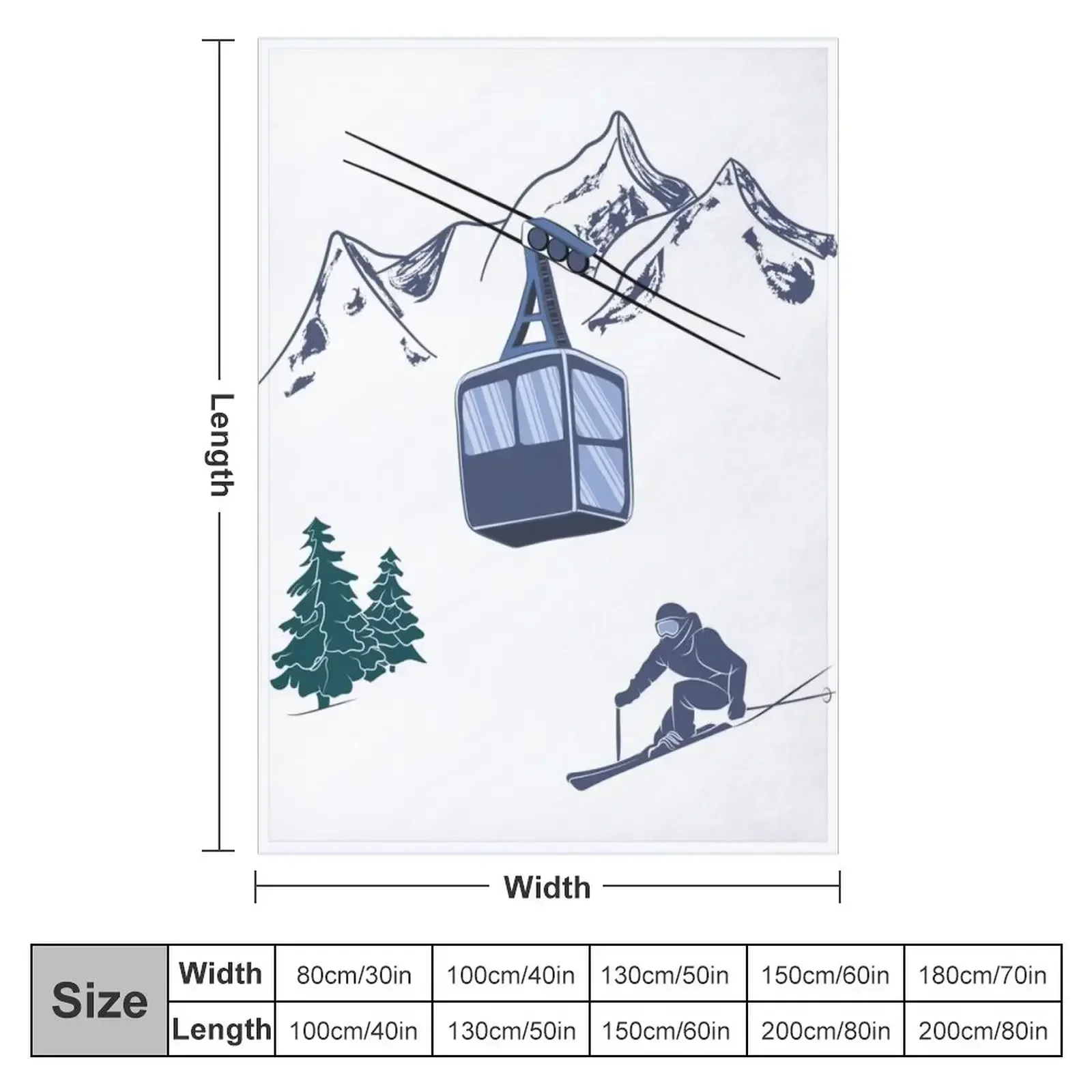 Ski Lift Resort Winter Sports Scene Throw Blanket Decorative Sofas Bed covers Sofas manga Blankets