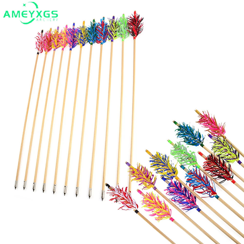 

6/12pcs Archery 32inch Wooden Arrows Turkey Feathers OD 8.5mm Handmade Arrow Shaft for Outdoor Hunting Shooting Accessories
