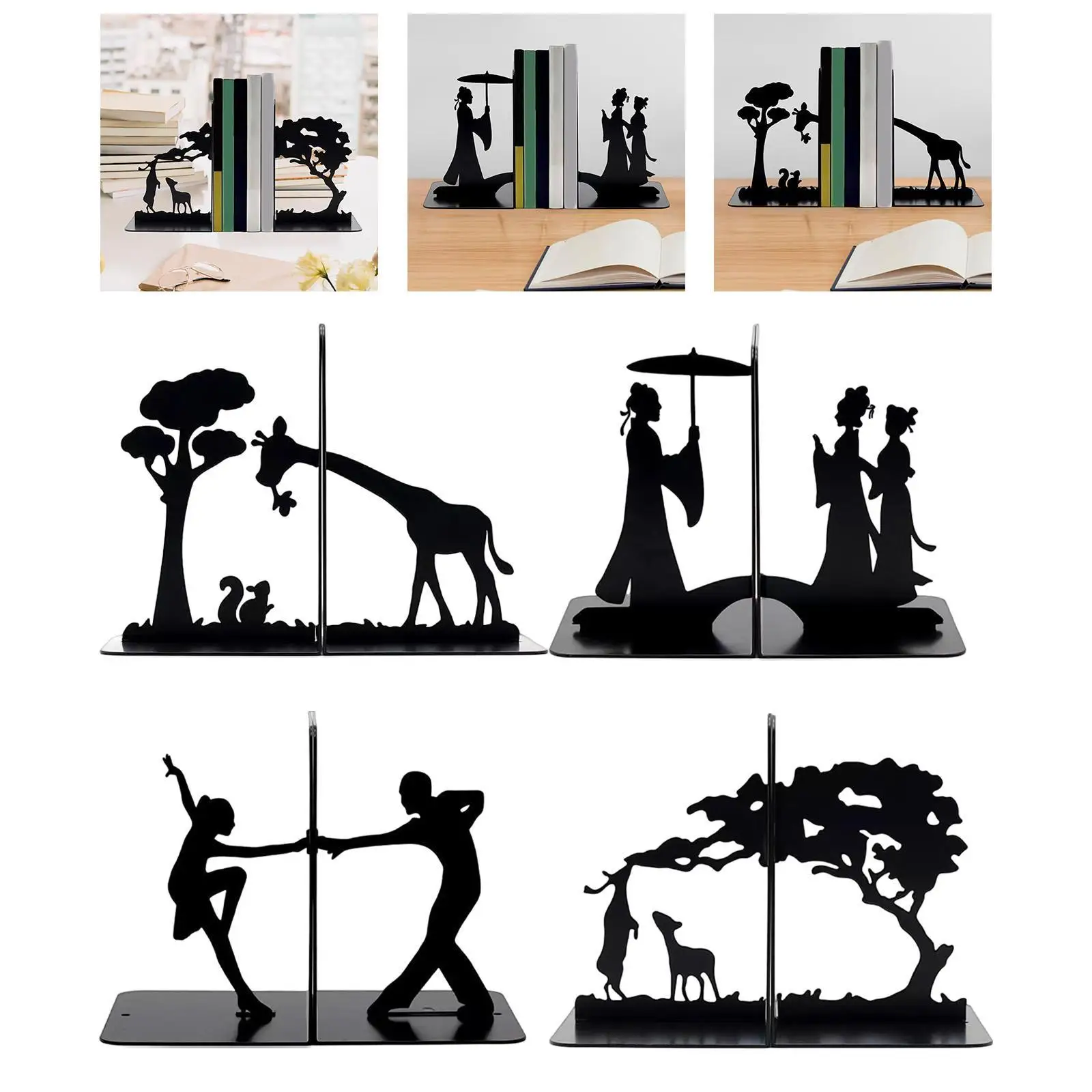 

Металлические подставки для книг, декоративные ограничители для книг, настольный органайзер, подставки для книг для спальни, школы, книжного шкафа, офиса