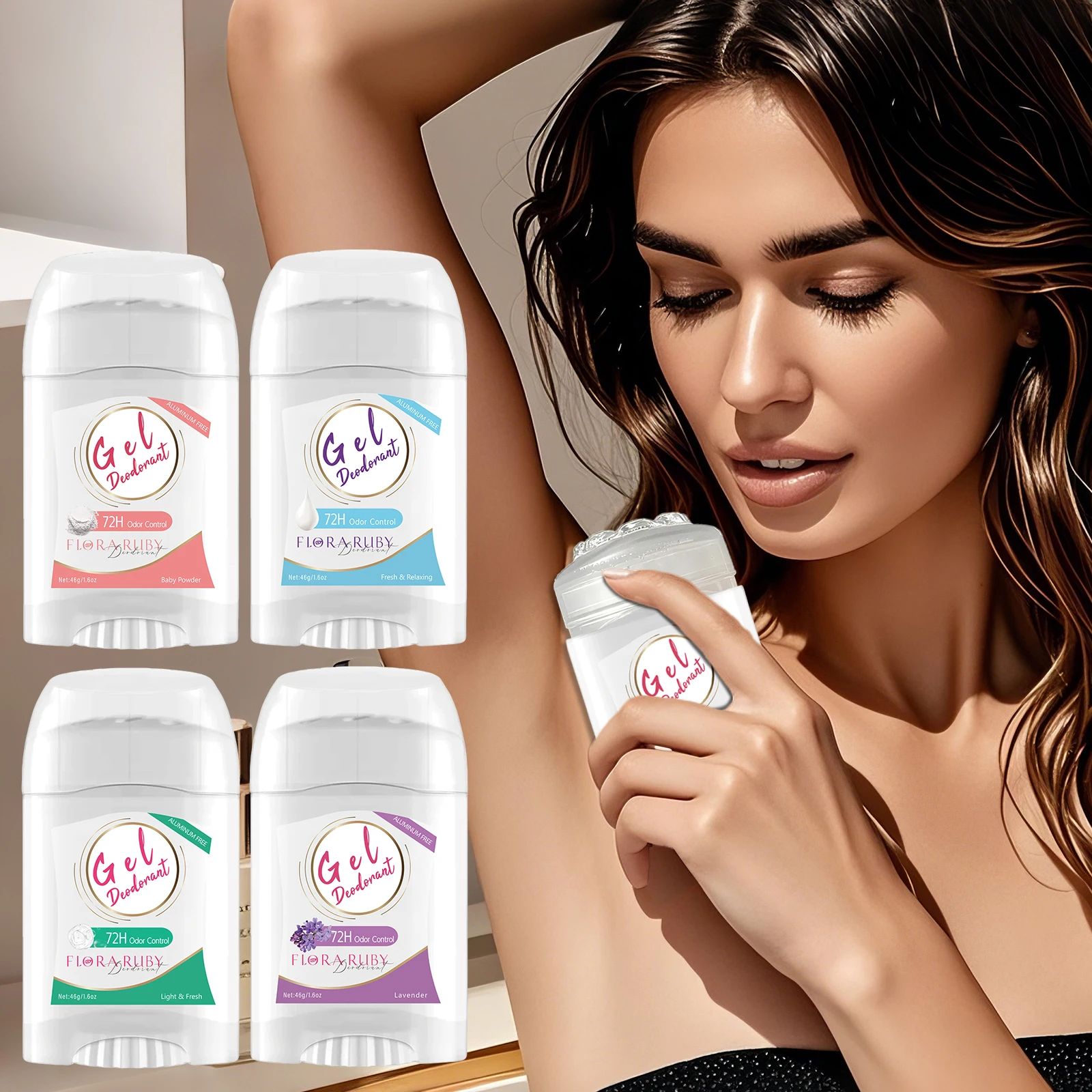 

4pcs aluminum free Deodorant Gel 46g/1.6 oz 72h outdoor procetion super fresh Whole body application,Compact And Portable
