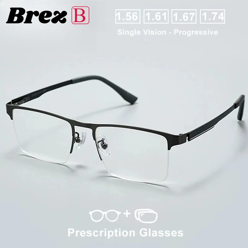 Braz موضة شبه بدون شفة النظارات البصرية تخصيص قصر النظر مد البصر التقدمي النظارات الطبية الرجال وصفة النظارات