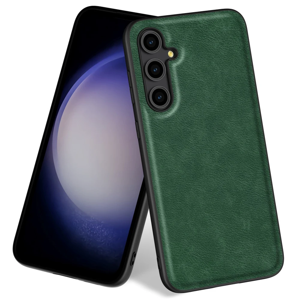 For Samsung Galaxy A27 Case Retro Leather Coated PC + TPU Phone Cover - Green