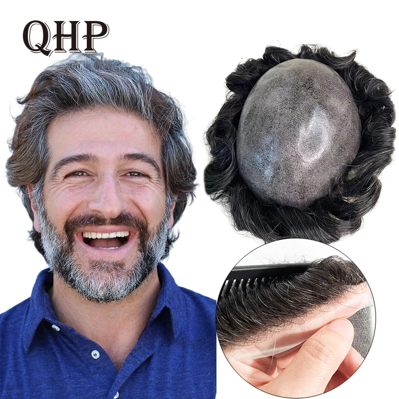 Men's Capillary Prothesis Double Knot Skin Toupee Invisible Wigs For Men Human Male Hair Prosthesis Soft Hair Replacement System