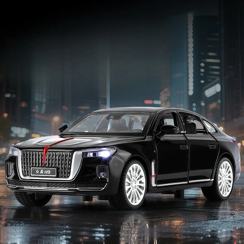 Simulation 1:32 Hongqi H9 Legierung Auto Modell Pull-Back Sound und Licht Metall Spielzeug Fahrzeug Kinder Junge Sammlung Miniatur Voiture