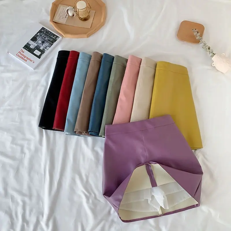 Solid Zipper Wrap Hip Leather Skirt Autumn Winter New Korean High Waist Mini Skirt Female Chic Sexy Club A-line Pu Skirts Women