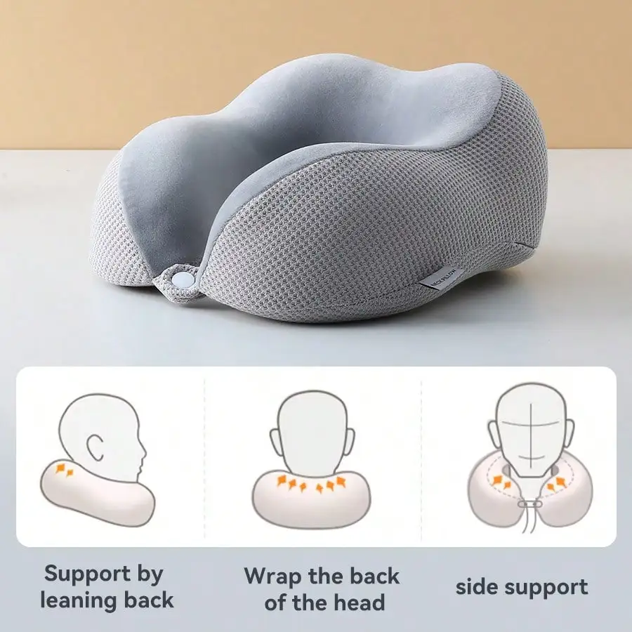 Memory Foam U-Shaped Travel Neck Pillow For Sleeping On Planes, Portable Cervical Support Pillow.