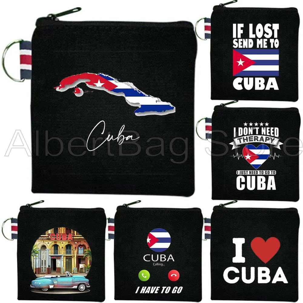

Havana Cuba Country Map Flag Cute Gifts Canvas Bag Coin Purse Small Square Key Bags Travel Storage Card Bag Cotton Wallet Pouch
