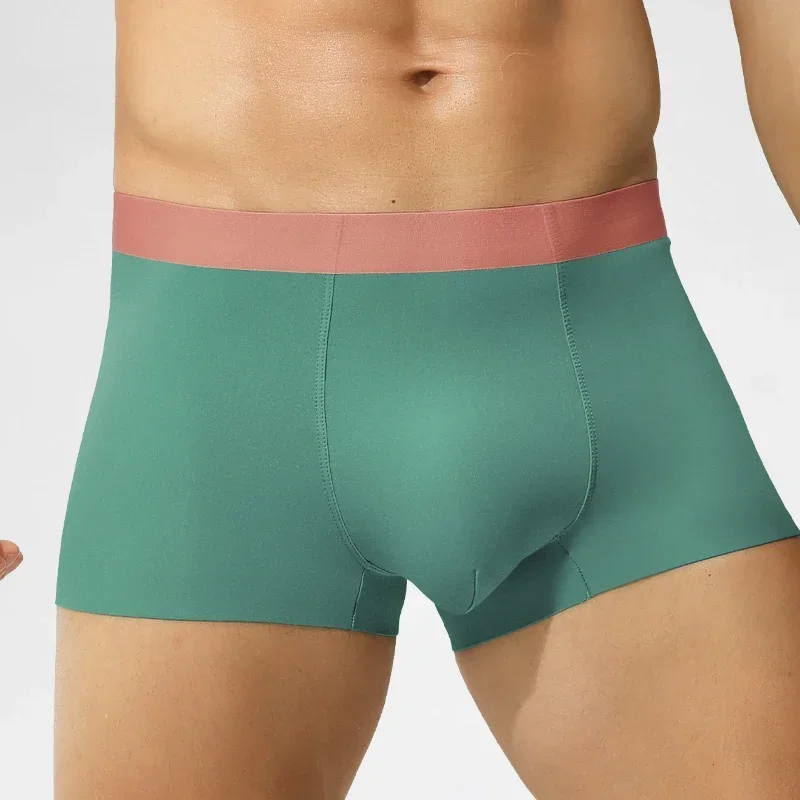 5PCS  seamless underwear, men's summer thin quadrangle shorts, men's comfortable, breathable and sporty briefs