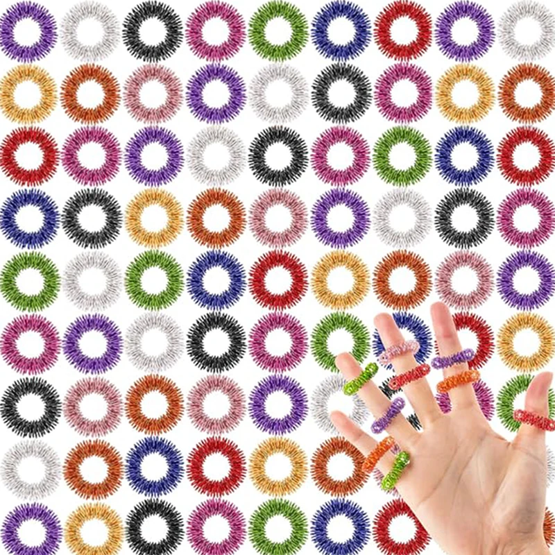 10/30/50PCS Rings Sensory Toys ADHD Autism Stress Relief Fidget Ring Silent Stress Reducer Fidget Toys for Kids Adults