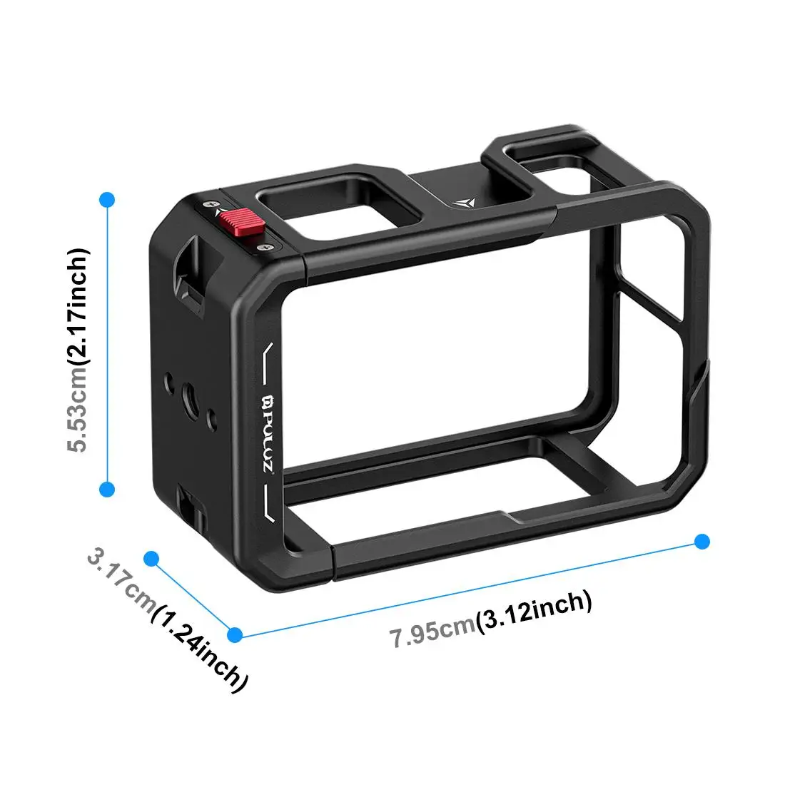 PULUZ for DJI Osmo Action 5 Pro / 4 / 3 All-inclusive Aluminum Alloy Cage Expansion Adapter Frame with Lens Cover Accessories