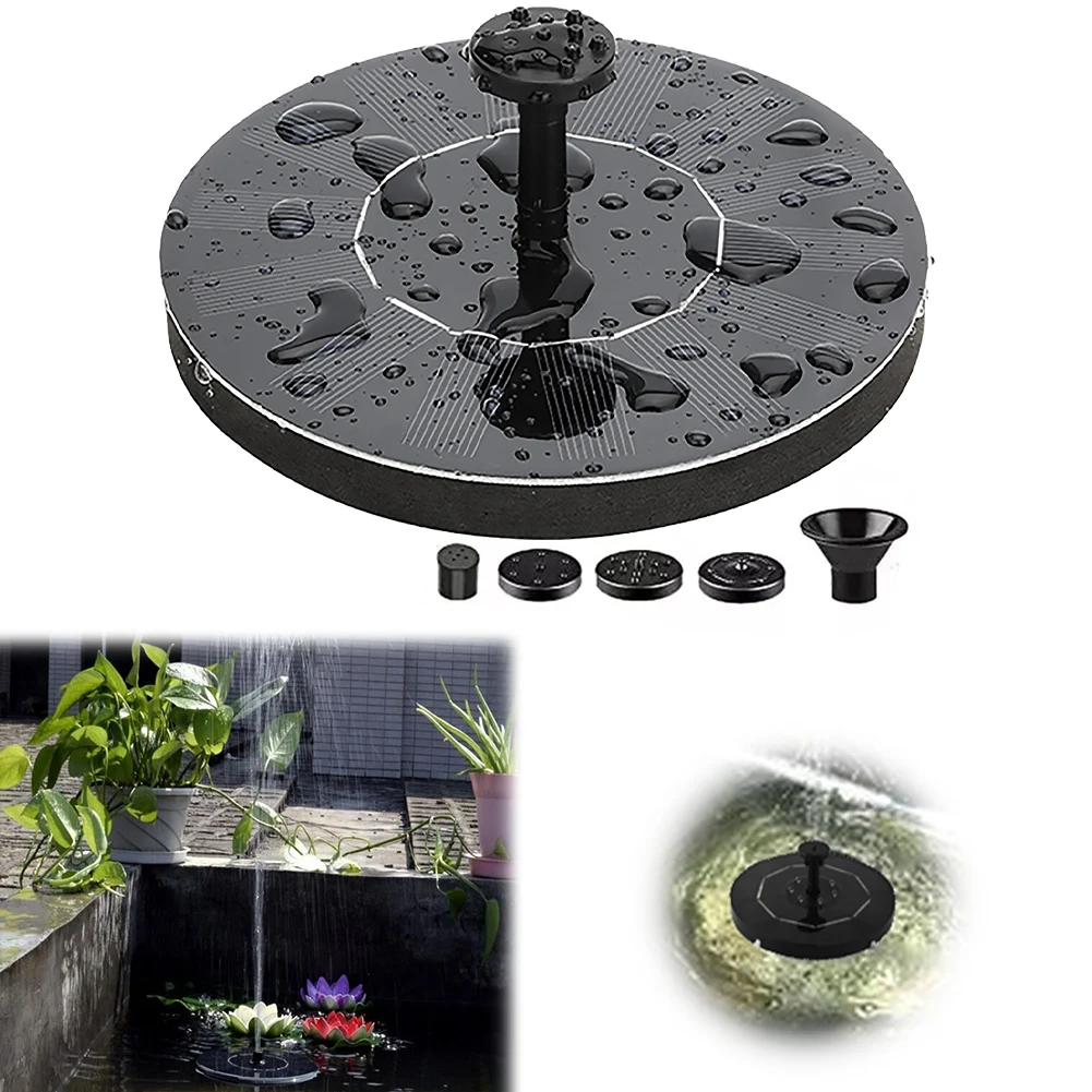 

1W Solar Fountain Pump with 6 Nozzles Solar Powered Floating Birdbath Water Pump for Garden Pond Pool Fish Tank Bird Bath