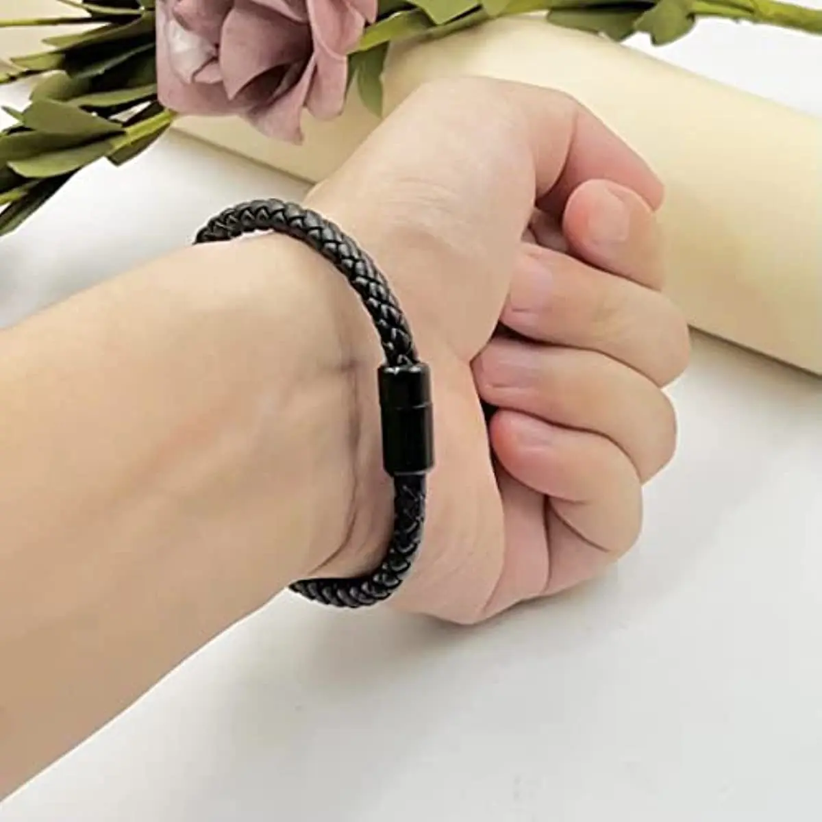 Kirykle-سوار جلدي مضفر مع خرز للرجال ، سوار حبل مع مطرز ، قلق لتخفيف التوتر ، هدية للأولاد #6