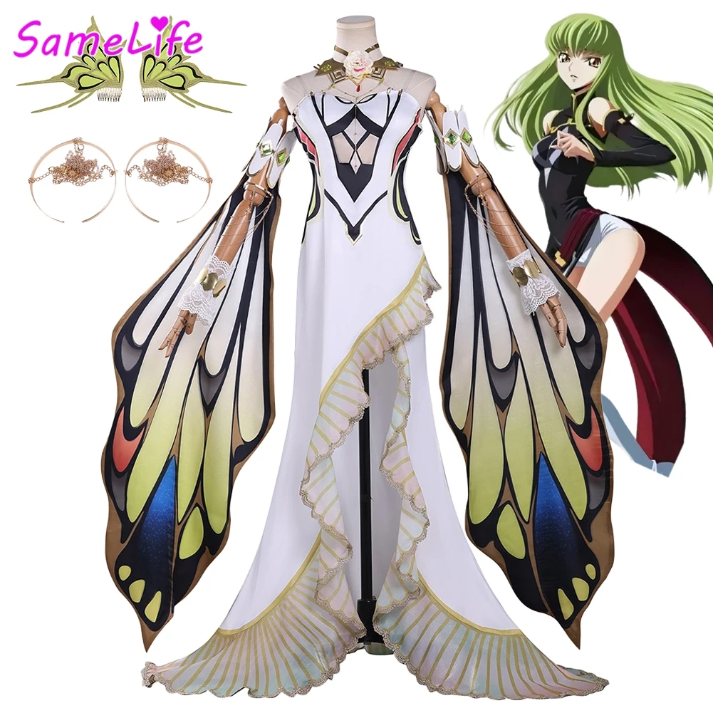

Anime Geass of Code Butterfly C.C. Cosplay Fantasy Clothing Women Costume Disguise Halloween Adult Female Roleplay Party Outfits