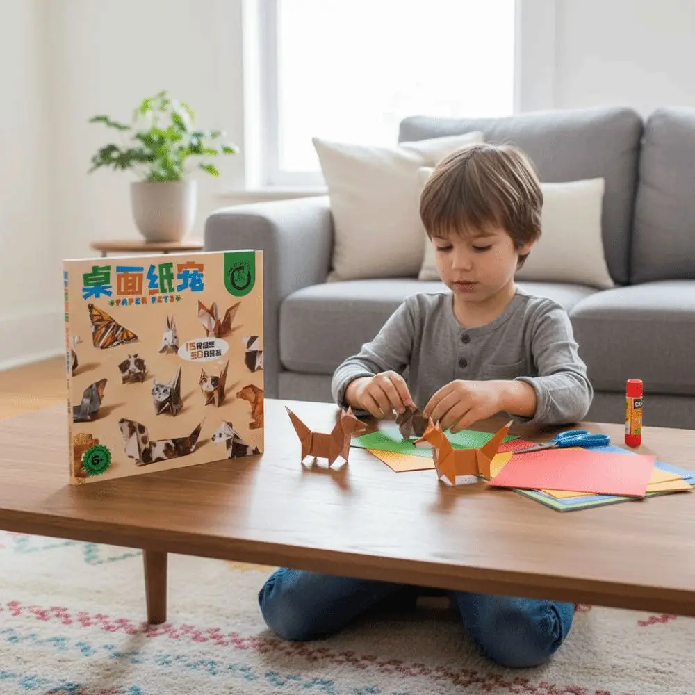 

Paper Handmade Colored Paper Set Montessori Folding Animal Handmade Origami Art Learning 3D Diy Paper-cut Book Kindergarten