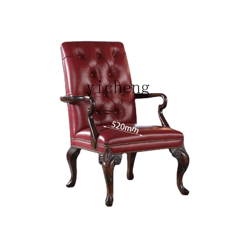 Yy Solid Wood Leisure Tiger Living Room Chair Genuine Leather Chair High Back Chair