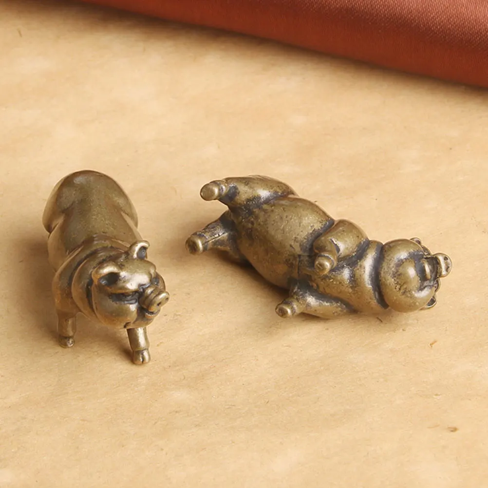 

2pcs Pig Figurine Adornments Desktop Pig Statue Adornments Creative Desktop Decor Compact Size Craft Decors