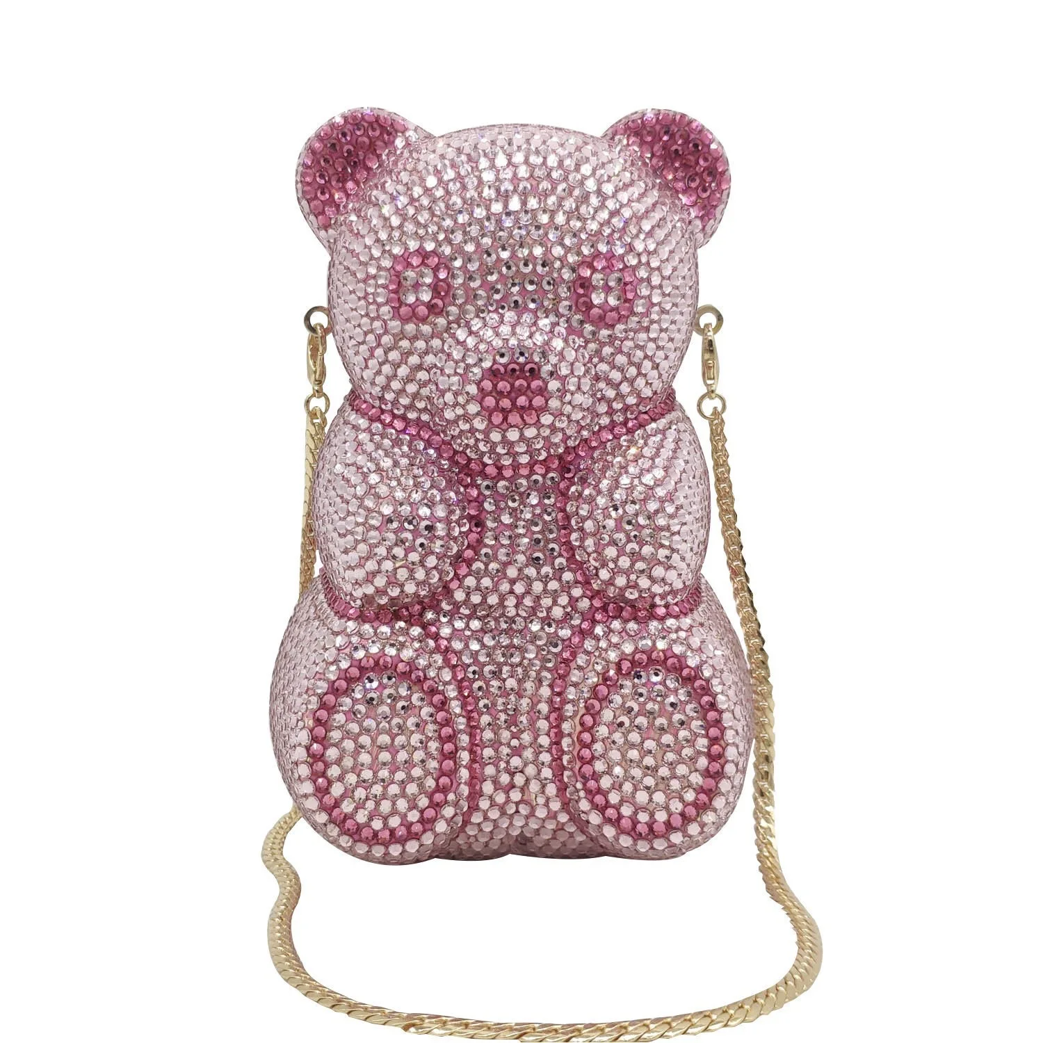 Braut- und Hochzeitsparty-Handtasche für Damen, Abendtasche mit niedlichem Teddybär-Motiv, hochwertige Clutches, elegante klassische Kristalltaschen – Detail 8