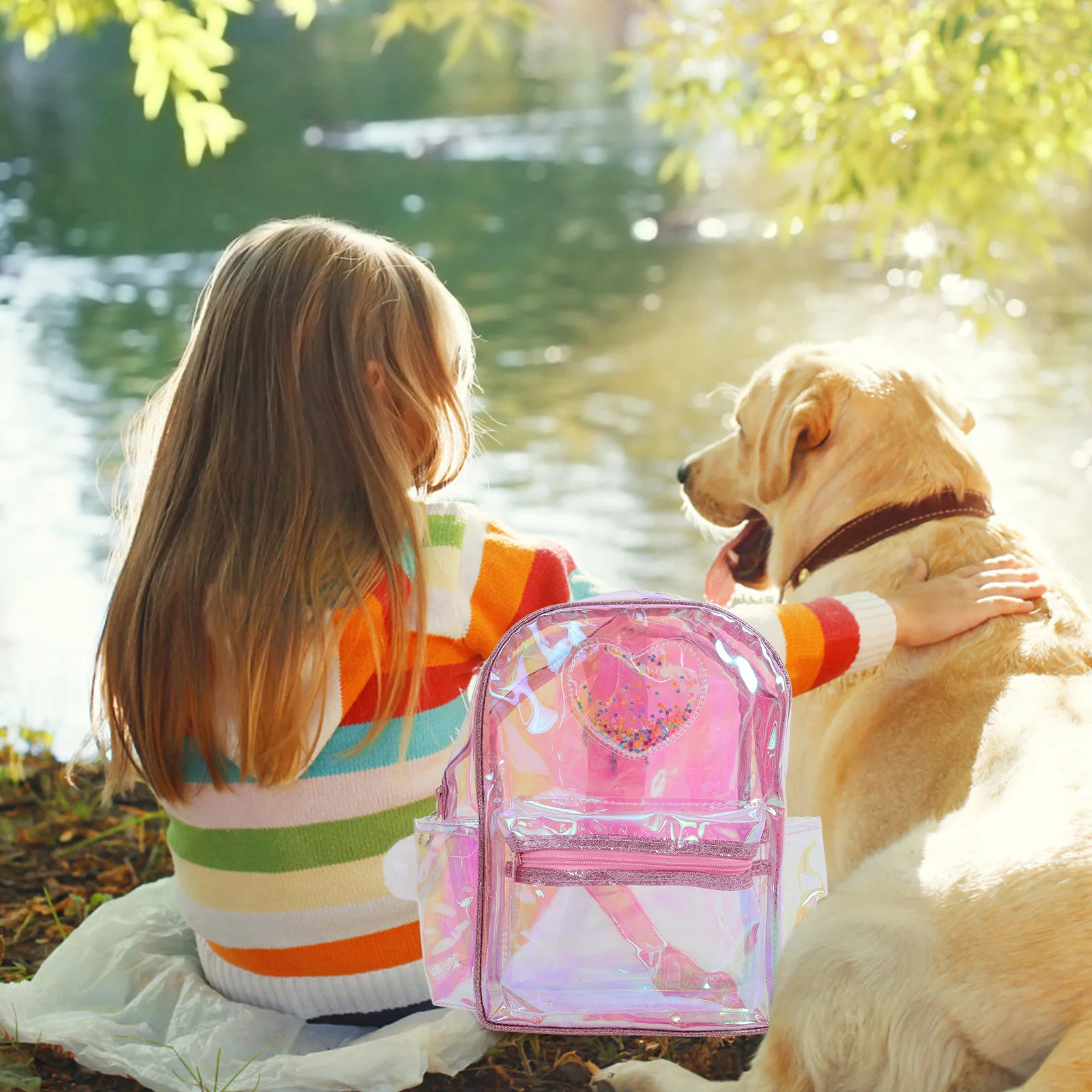 

PVC Heart Clear Small Backpack Cute Transparent Mini Bag for Festival Concert School Stylish Functional Bag Clear Backpack