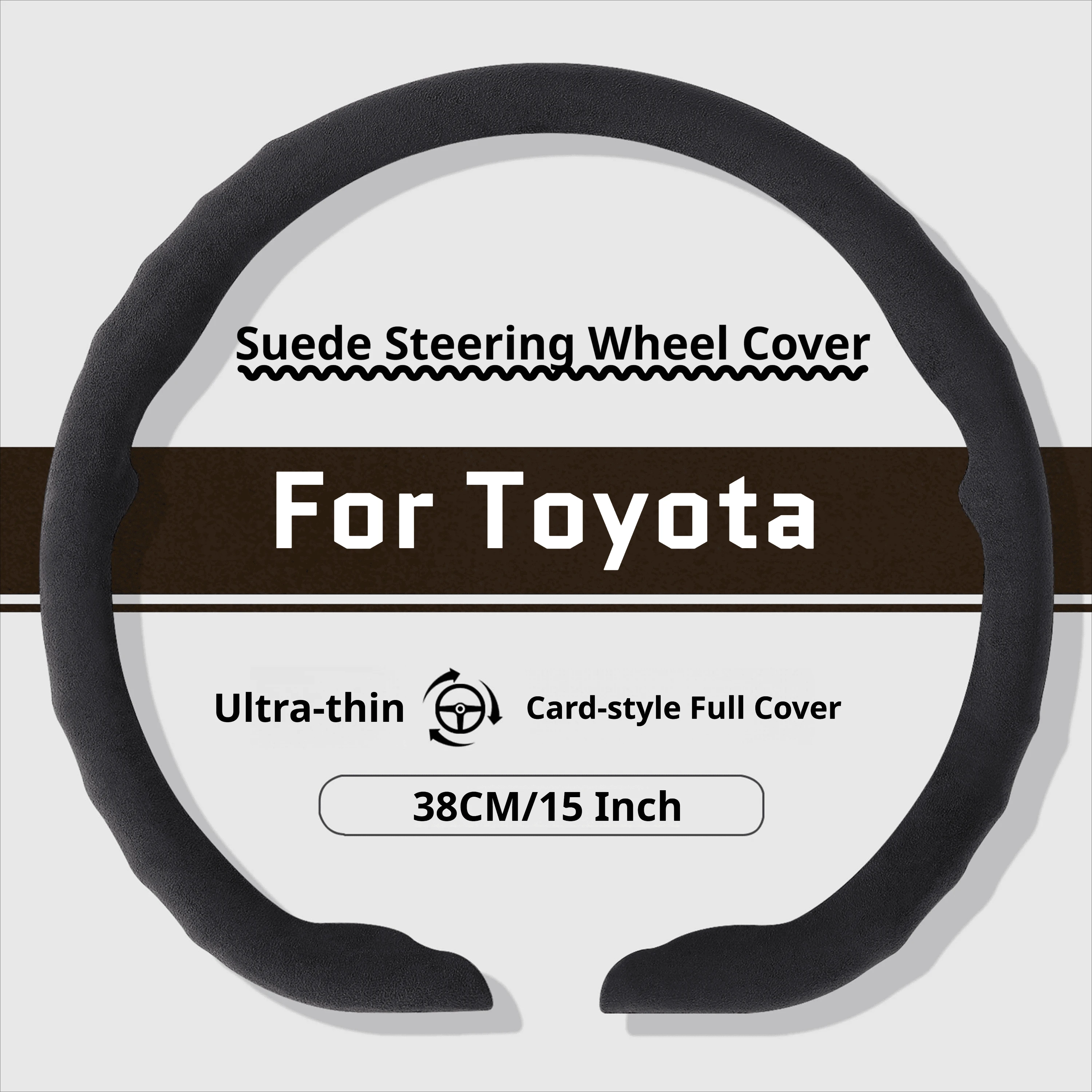 Ultra‑Thin Suede Car Steering Wheel Cover For Toyota RAV4 Highlander Camry Corolla Yaris CH‑R Prado Hilux Non‑Bulky Easy Install