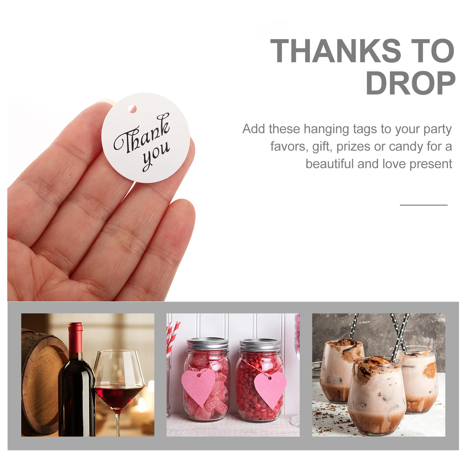 

100Pcs Gift Tags Decorative Thank You Labels Round Paper Party Favor Tags Wedding Gift Labels Birthday Decorations