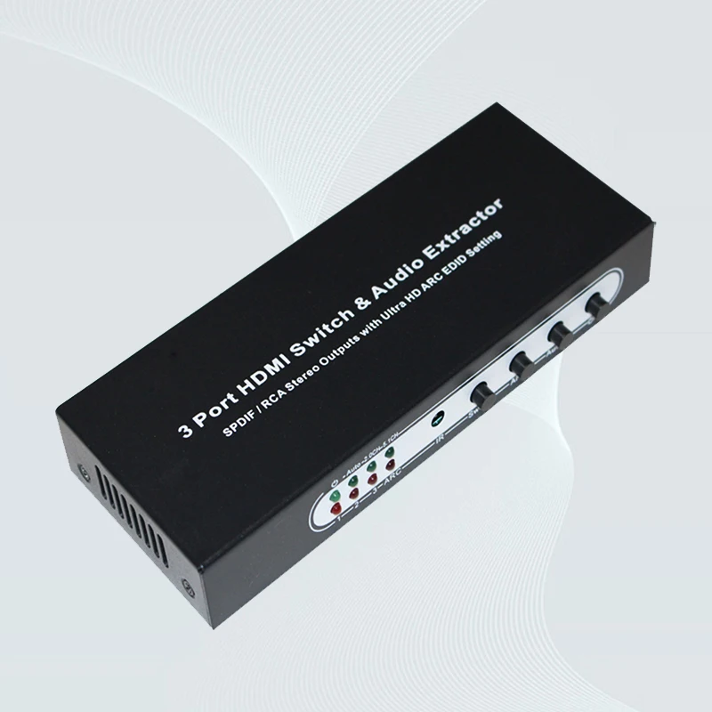 3 Convertitori di segnale da HDMI a HDMI e audio (SPDIF+R/L) 4K ARC 3-in-1-out con selezione di commutazione, uscita audio SPDIF L/R