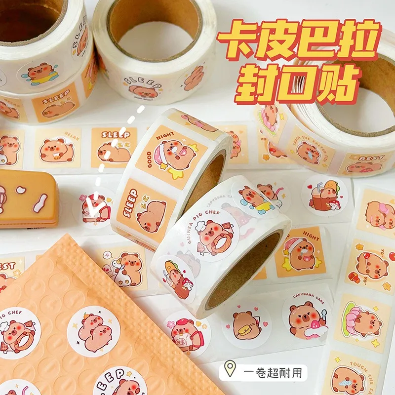 

300 шт., рулонные наклейки с капибарой, водонепроницаемые граффити, эстетические канцелярские наклейки для багажа, ноутбука, телефона, детские наклейки, игрушки