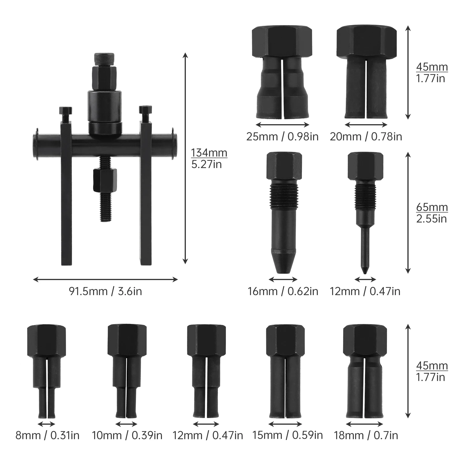 10pcs 8-25MM Inner Bearing Puller Extractor Set for Motorcycle Steel Universal 10 Collets Inside Bearing Removal Repair Tool Kit