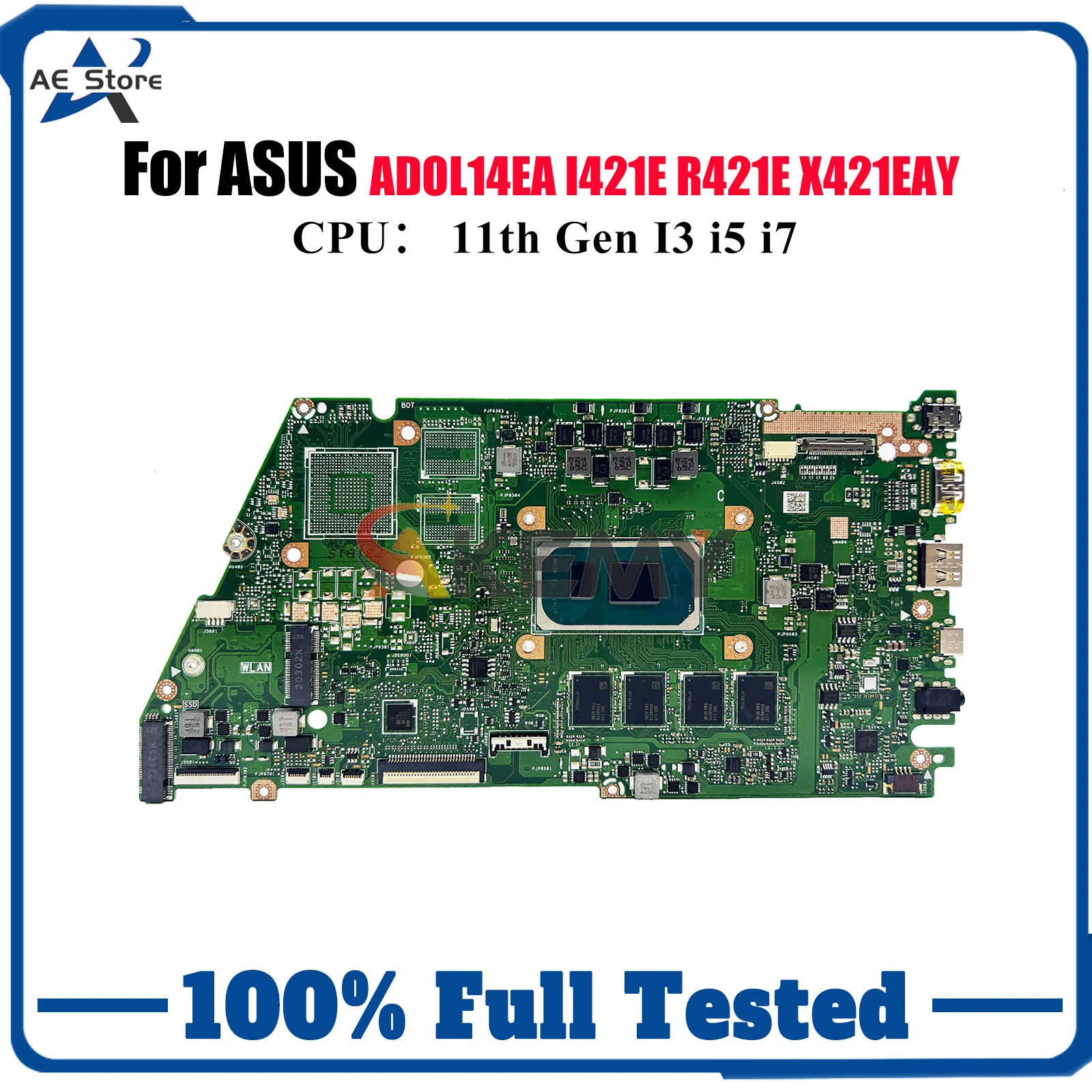 

X421EA Laptop Motherboard For ASUS VivoBook K433E I421E S433E ADOL14EA R421E X421E X421EAY Mainboard With 11th Gen I3 i5 i7 CPU