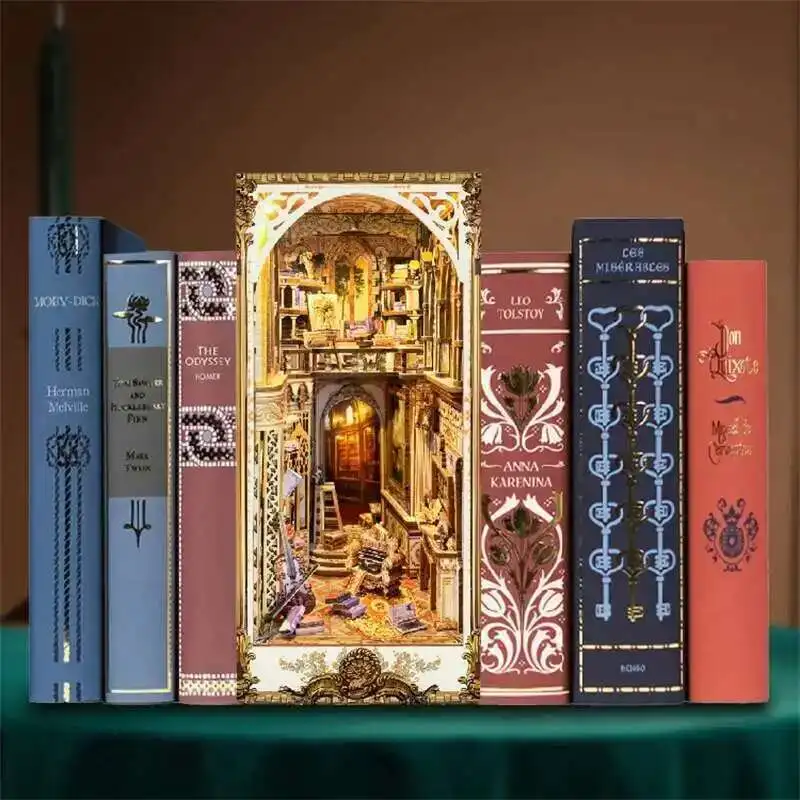 

NEW DIY Book Nook Insert Shelf Kits Wooden Miniature Model Kit Baroque Dreams Bookend Assembled Bookshelf Home Decor Girls Gifts