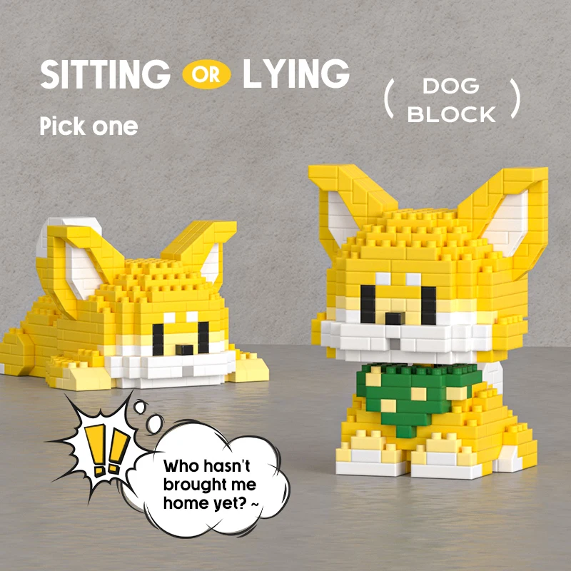 Mini Animal Dog Pet Series Building Blocks Cute Husky Teddy Corgi Assembling Bricks Puppy 3D Puzzle Kids Toys Girl Birthday Gift