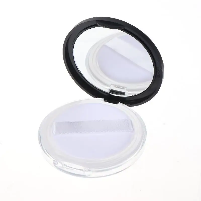 3g Portable Empty Powder Box 1Pcs Ultra-thin Plastic Makeup Jar with Mirror & Puff for Women Daily Cosmetic Touch Up