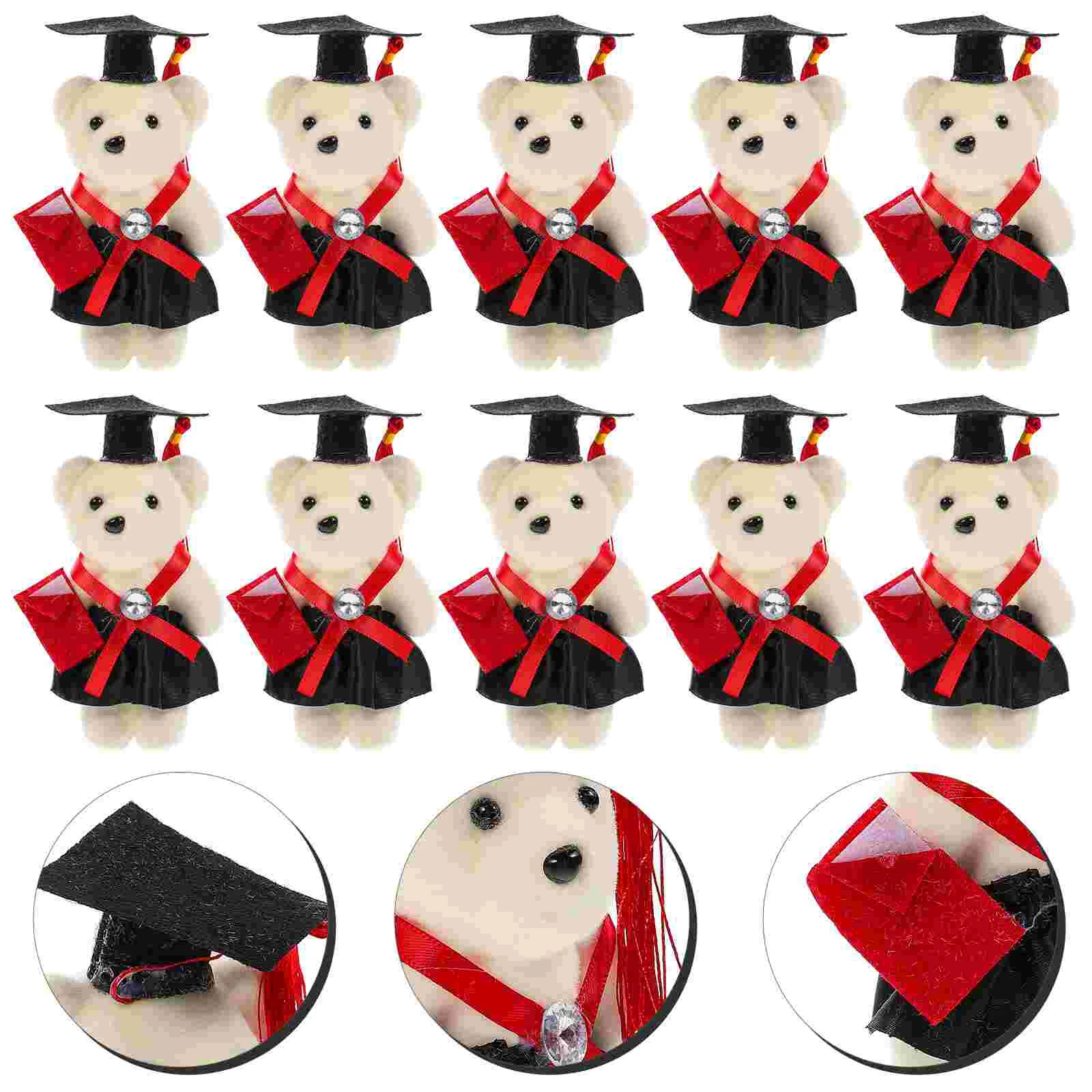 

10 Pcs Doctor Bear Bouquet Materials Graduation Flower Stuffed Animal Mini Bears Inflabale Figurine Congrats Toys