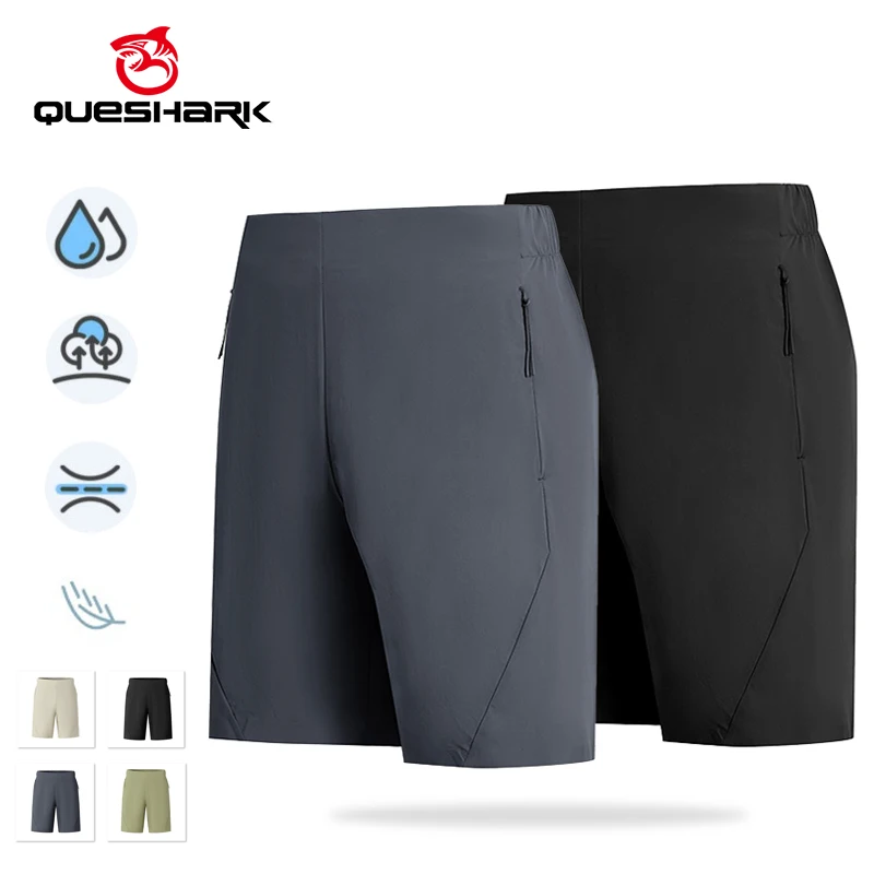 

(M-4XL) Мужские быстросохнущие охлаждающие нейлоновые велосипедные шорты Queshark, шорты для путешествий, треккинга и пешего туризма с карманом на молнии на шнурке