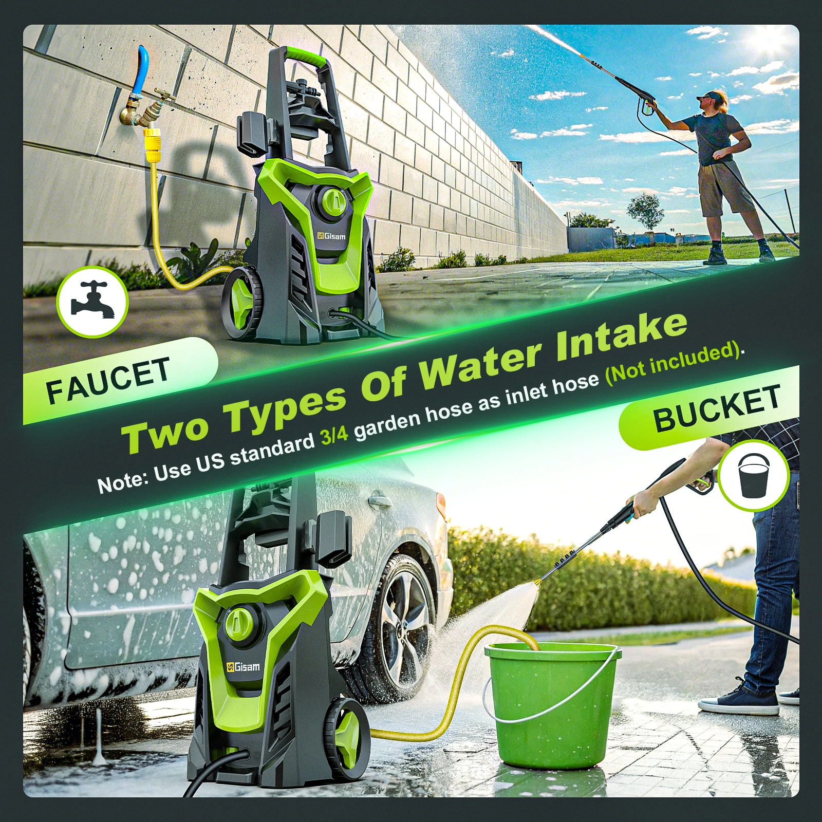Gasam 4800PSI 1800 واط الكهربائية جهاز تنظيف يعمل بالضغط العالي آلة غسل سيارات بندقية حديقة غسل المياه بندقية رذاذ 180 ° فوهة قابلة للتعديل #3