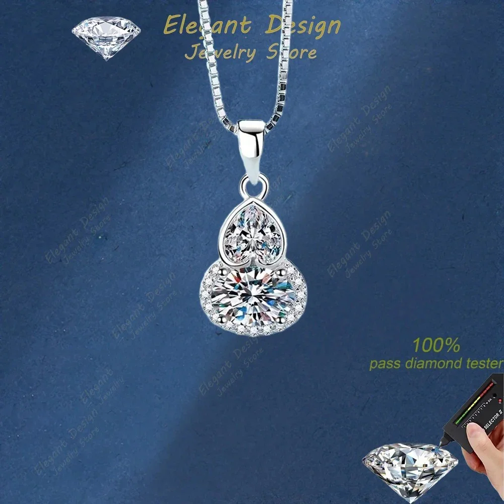 

Elegant Design 1.5 Carat Moissanite Gourd Shaped Pendant Necklace for Women, Classic PT950 Platinum Female Chain Wedding Jewelry