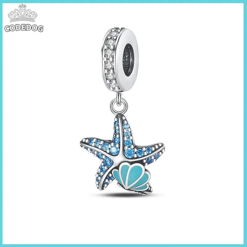 สีเงิน pavé Zirconia เรืองแสงปลาดาวพอดีกับ925เดิมสร้อยข้อมือแพนดอร่าลูกปัด DIY เครื่องประดับผู้หญิงของขวัญวันเกิด