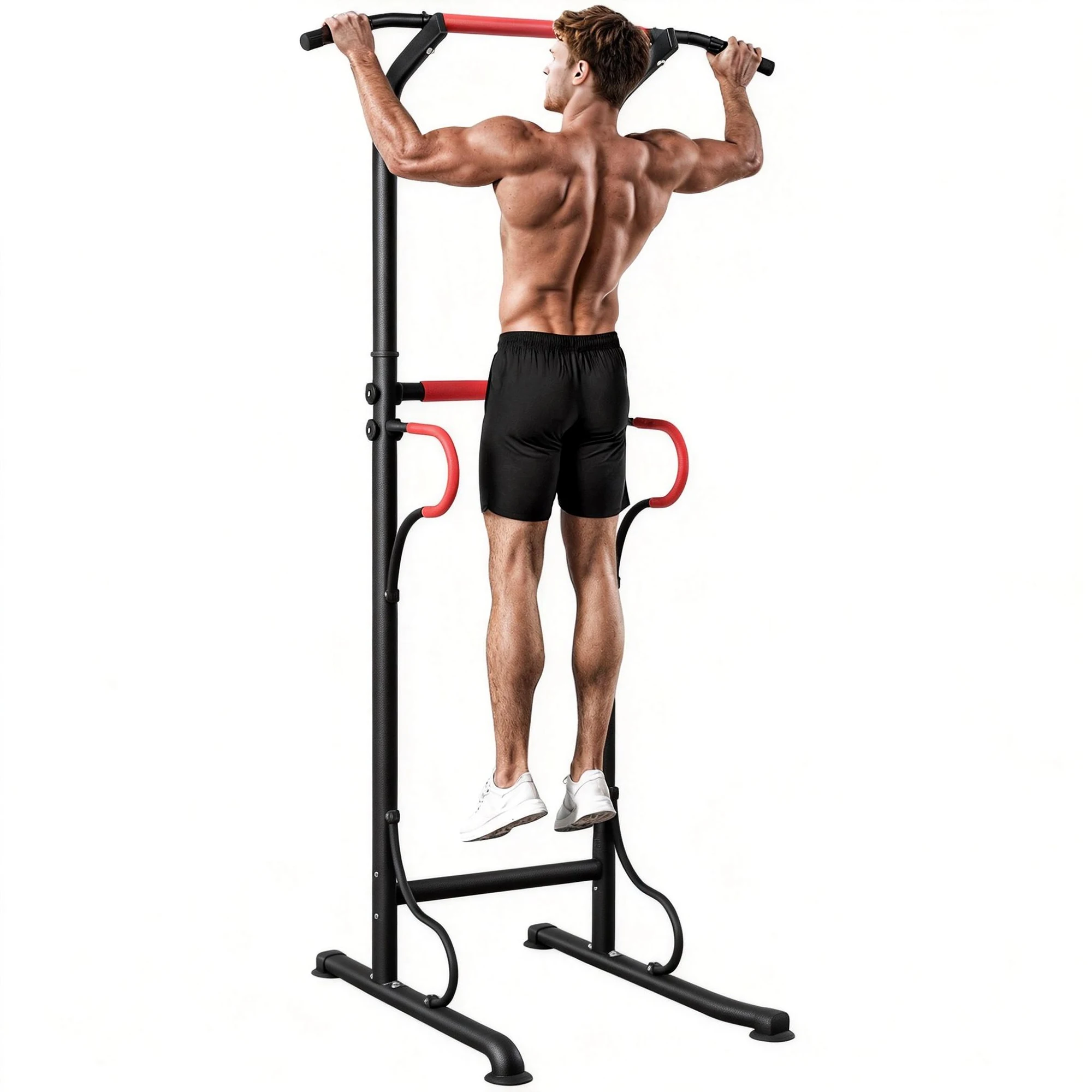 HOMCOM Barra de Dominadas Altura Regulable 180-212 cm, Estación de Fondos Resistente para Gimnasio en Casa, Máquina Dominadas Multifuncional, Carga 120 kg para Entrenamiento de Fuerza