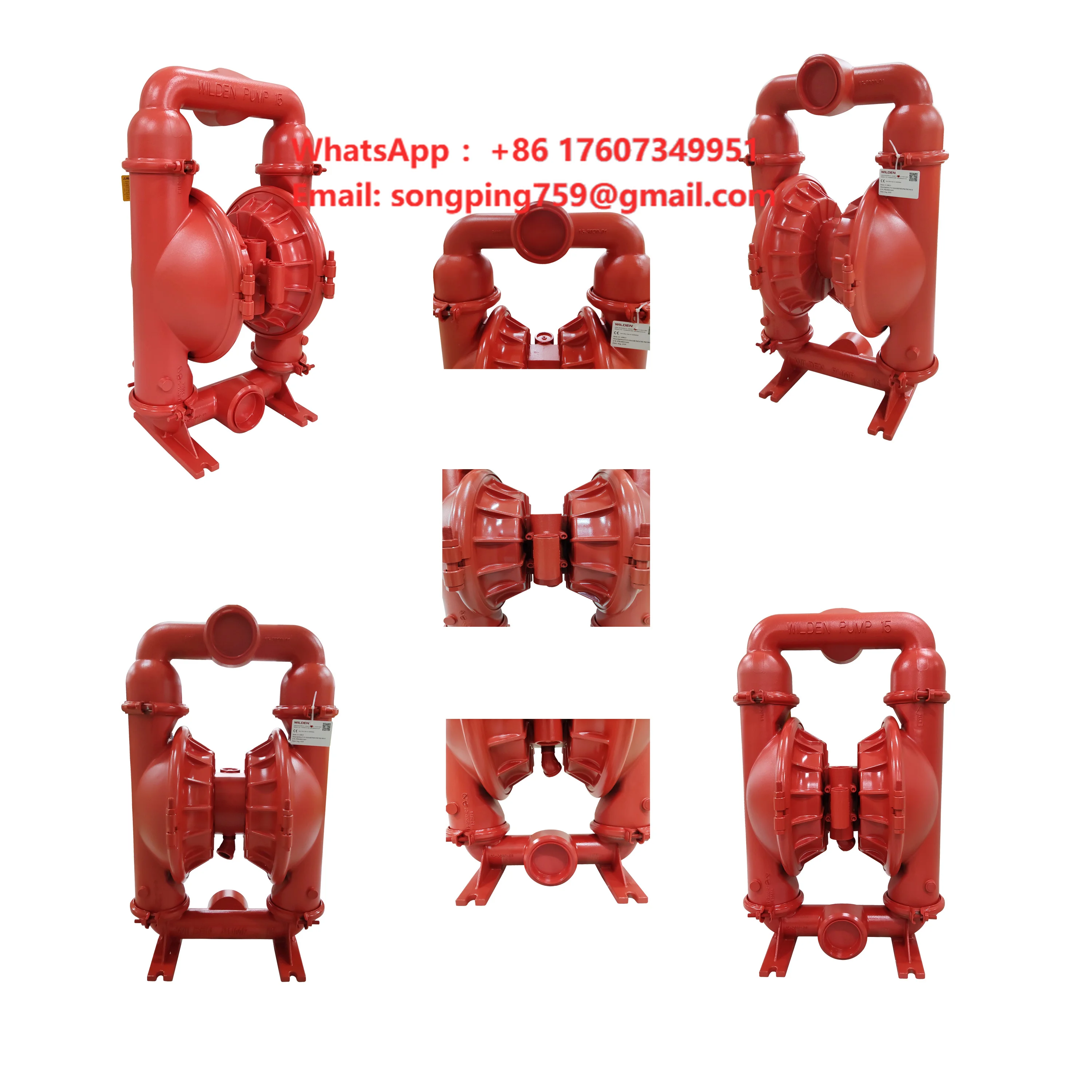 Wilden T15 Aluminum Air Operated Double AODD Pneumatic Diaphragm Pump Neoprene Self-Priming Brass Impeller for Marine Watering