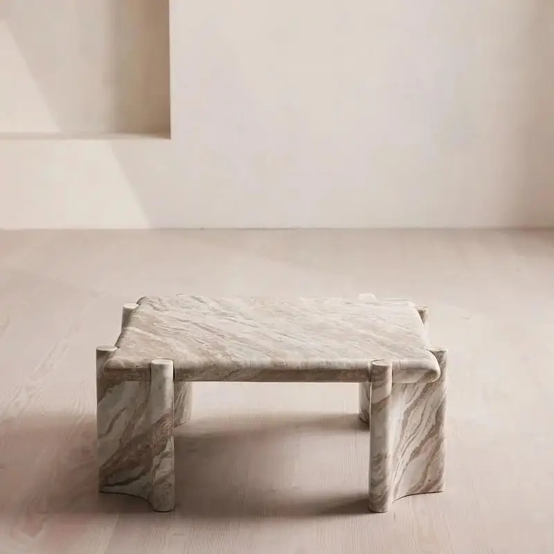 Modern Minimalist Marble Coffee Table, Creative Luxury Design Natural Stone, Heat & Scratch Resistant, Customizable