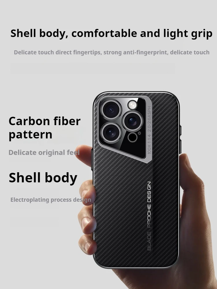 Fashion Sport Car Design Carbon Fibre Back Electroplated Hard PC Cover Case For iPhone 16 15 14 13 Pro Max