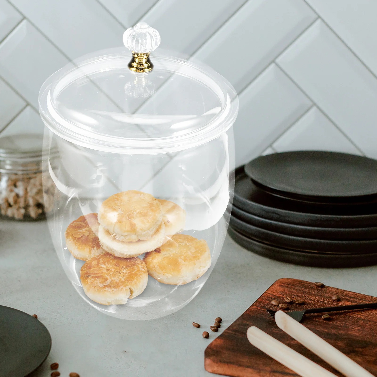 

Candy Cookie Jar 1.5L Clear Plastic Airtight Storage Jar For Tea Coffee Sugar Cereals Dried Fruits Kitchen Organizers