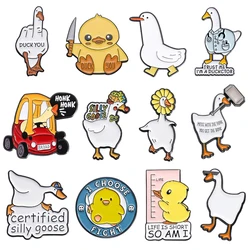 Lovely Ducktor Goose Brooch Enamel Pin Cartoon Cute Duck You Rose Bread In His Mouth Badge Accessories Lapel Bag Pin Jewelry