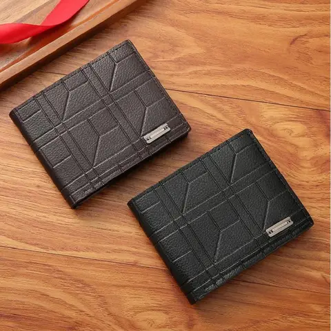 Carteiras masculinas de couro fino bifold carteira para homens negócios casual homem curto fino minimalista multi titular do cartão bolsa dinheiro clipe